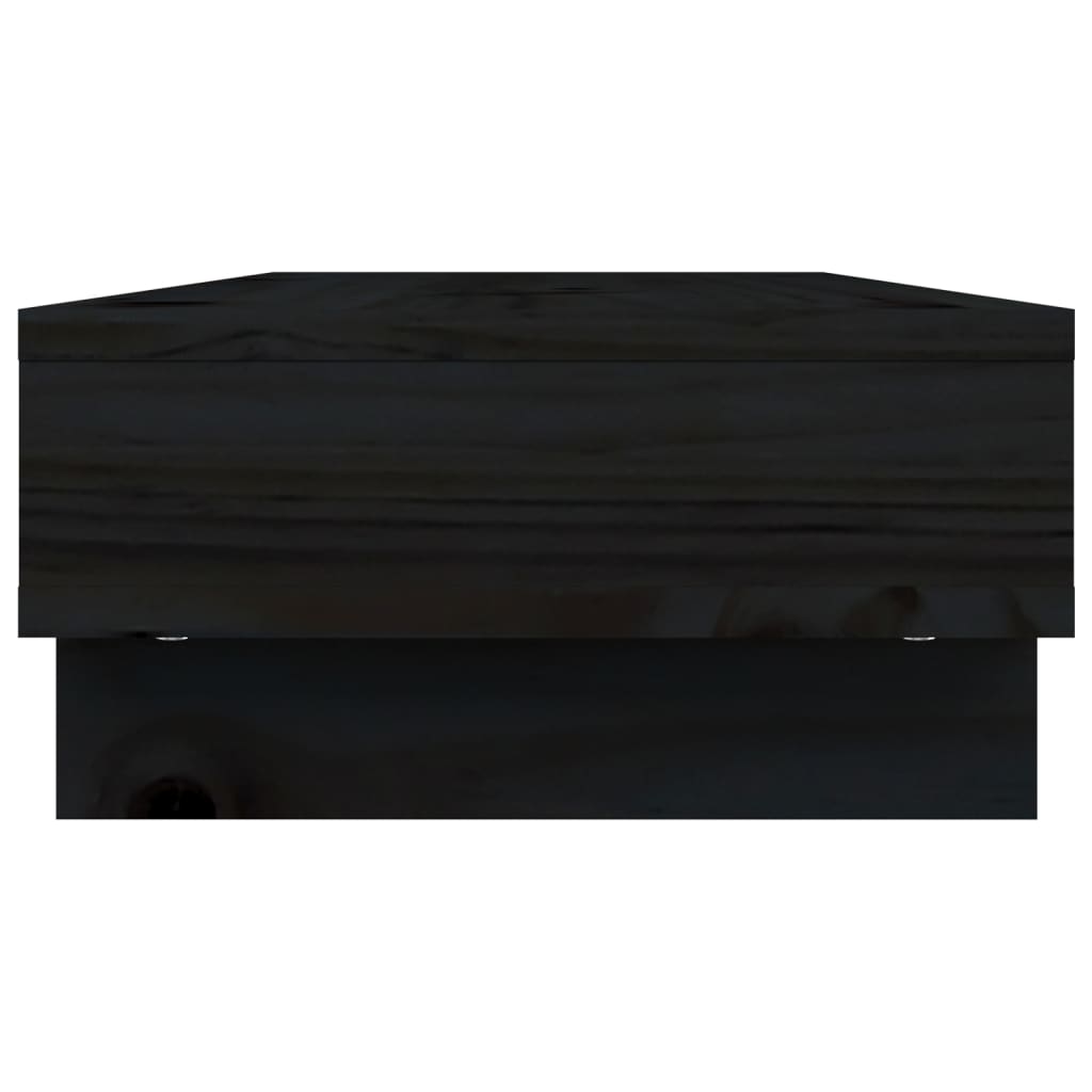 Fekete tömör fenyőfa monitorállvány 60x27x14 cm 