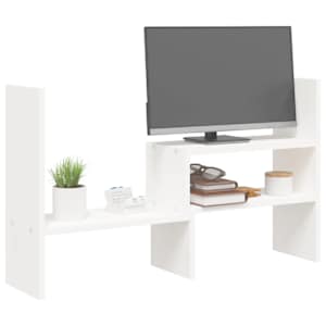 Stojan na monitor bílý (39–72) x 17 x 43 cm masivní borovice - obrázek 4