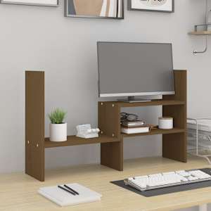 Stojan na monitor medově hnědý (39–72)x17x43cm masivní borovice