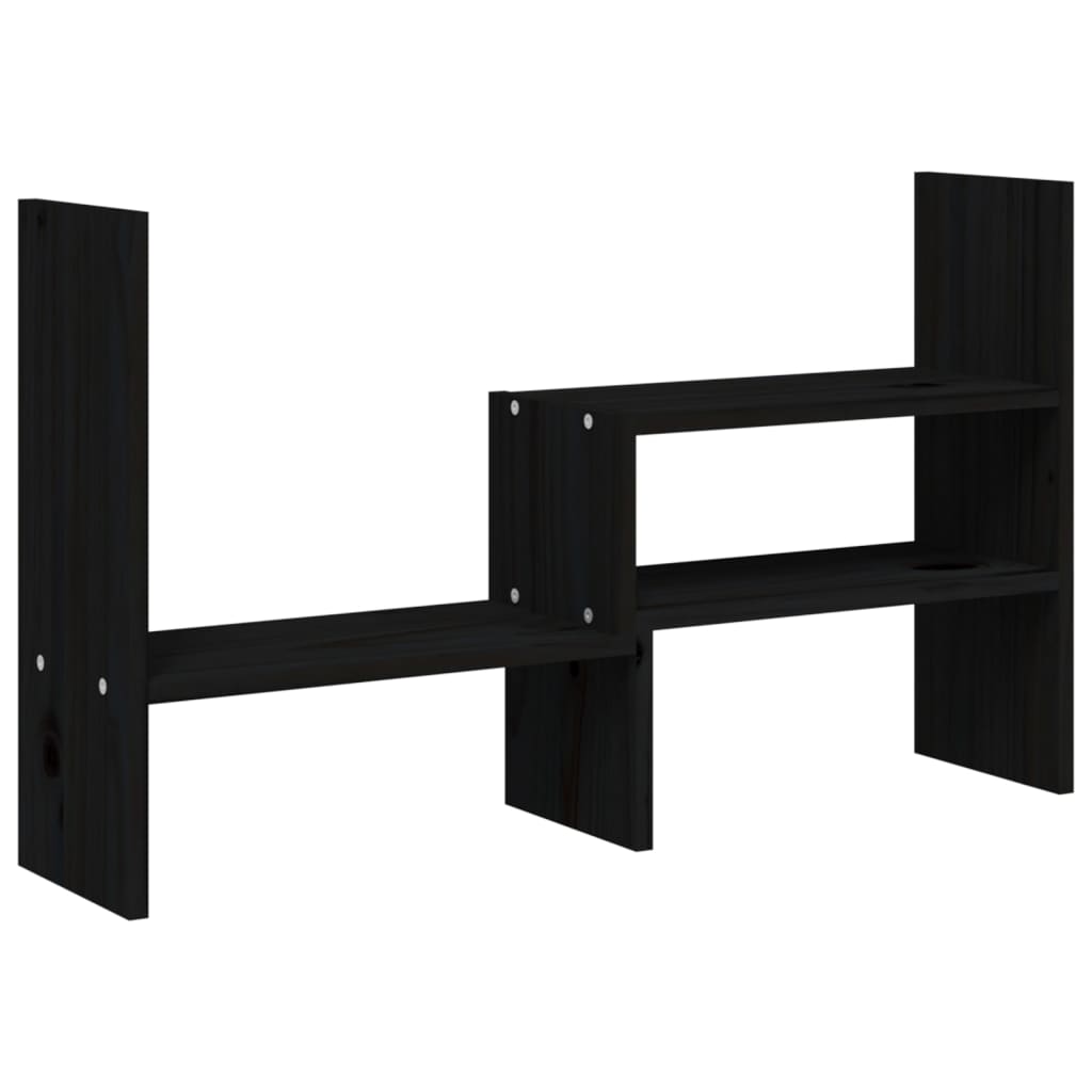 Suport pentru monitor, negru, (39-72)x17x43 cm, lemn masiv pin