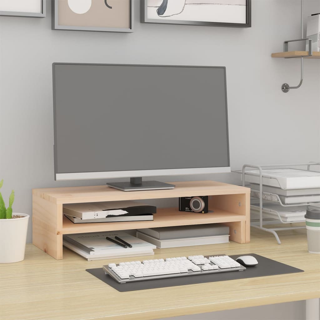 vidaXL Stojan na monitor (52-101)x22x14 cm masívna borovica