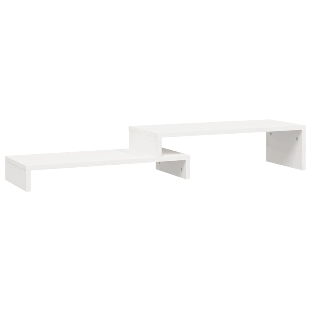 vidaXL Stojan na monitor bílý (52–101) x 22 x 14 cm masivní borovice