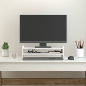 Stojan na monitor bílý 50x27x15 cm masivní borové dřevo - obrázek 3