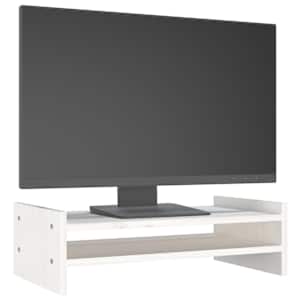 Stojan na monitor bílý 50x27x15 cm masivní borové dřevo - obrázek 4