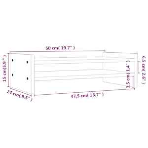 Stojan na monitor bílý 50x27x15 cm masivní borové dřevo - obrázek 8
