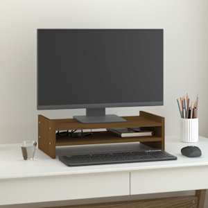 Stojan na monitor medově hnědý 50x27x15 cm masivní borové dřevo - obrázek 1