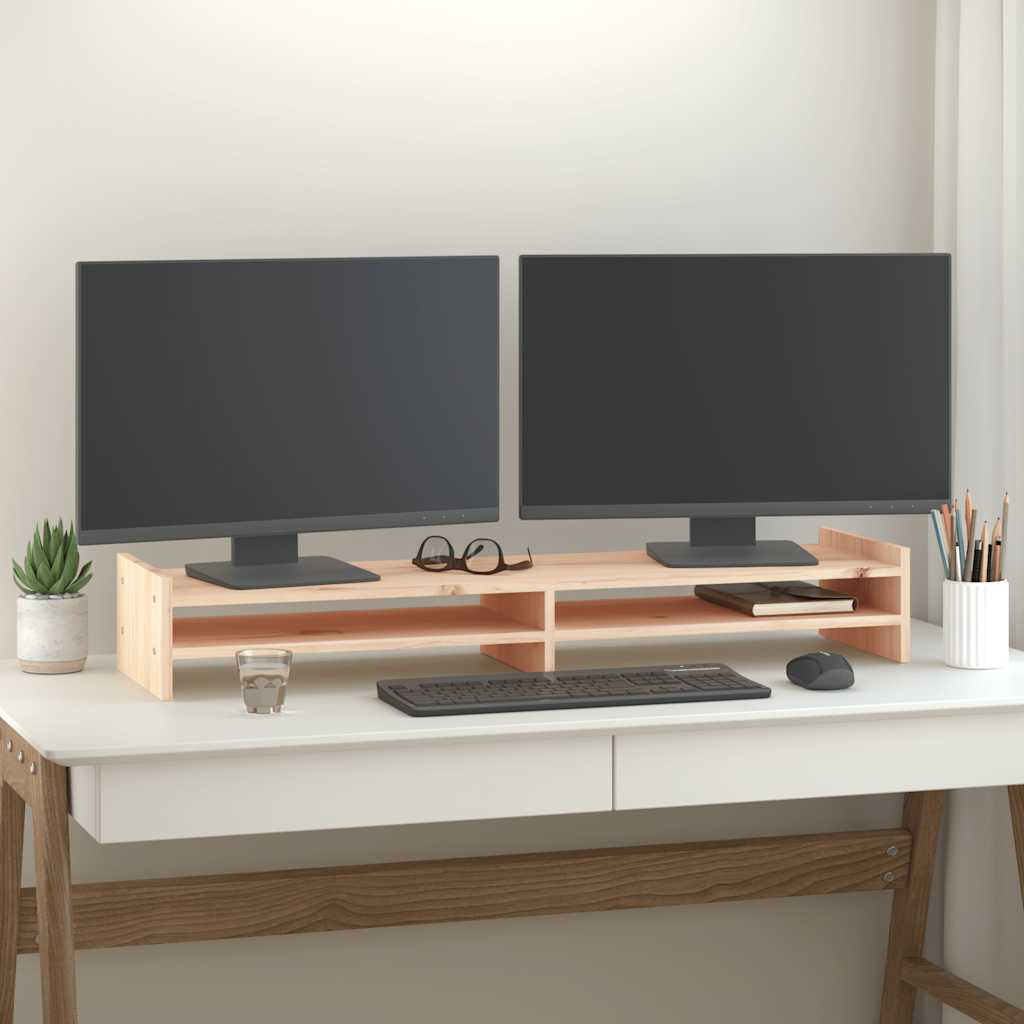 vidaXL Suporte para monitor 100x27x15 cm madeira de pinho maciça