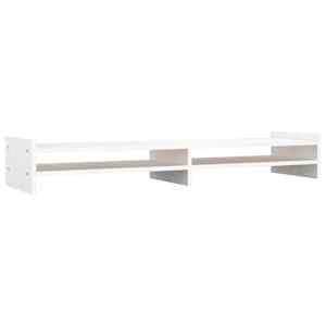 Stojan na monitor bílý 100 x 27 x 15 cm masivní borové dřevo - obrázek 2