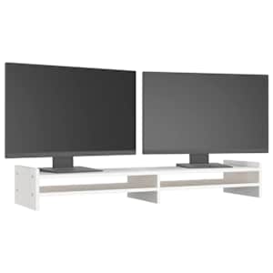 Stojan na monitor bílý 100 x 27 x 15 cm masivní borové dřevo - obrázek 4