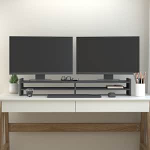Stojan na monitor bílý 100 x 27 x 15 cm masivní borové dřevo - obrázek 3