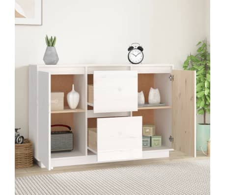 vidaXL Senkki valkoinen 111x34x75 cm täysi mänty