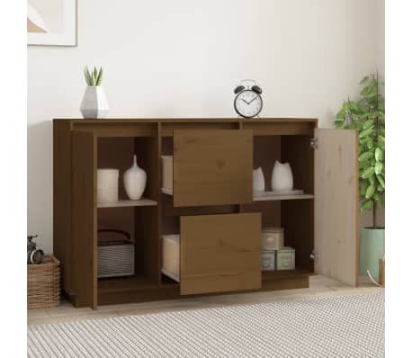 vidaXL Buffet Marron miel 111x34x75 cm Bois massif de pin