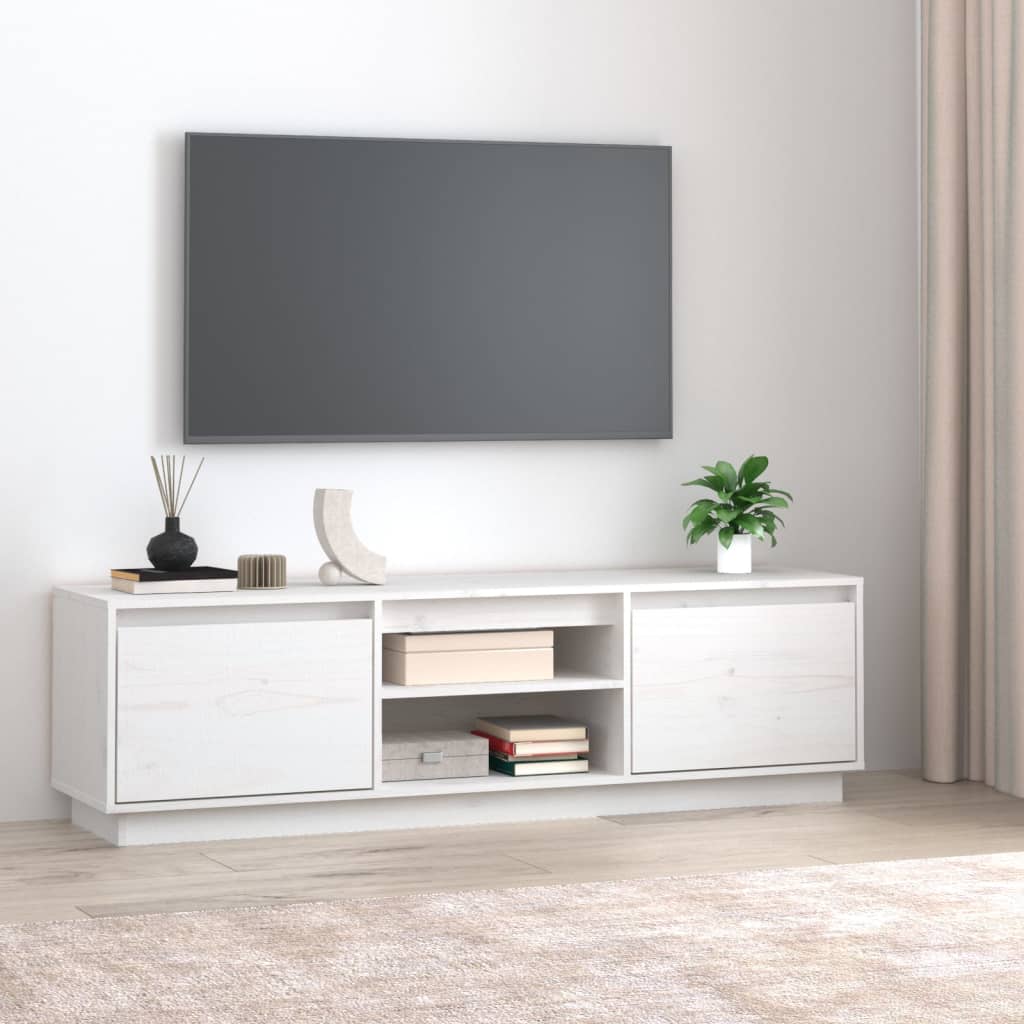 vidaXL Comodă TV, alb, 140x35x40 cm, lemn masiv de pin