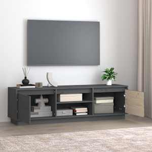 TV skříňka šedá 140 x 35 x 40 cm masivní borové dřevo - obrázek 3