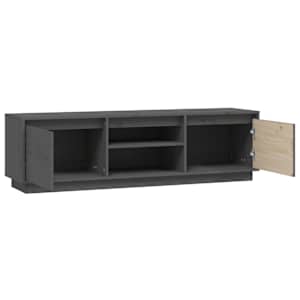 TV skříňka šedá 140 x 35 x 40 cm masivní borové dřevo - obrázek 7