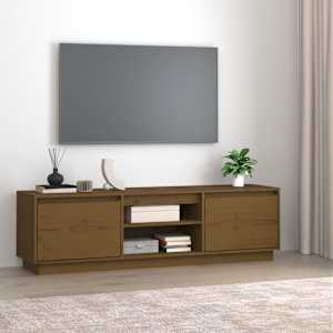 TV skříňka medově hnědá 140 x 35 x 40 cm masivní borové dřevo - obrázek 1