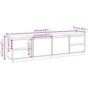 TV skříňka 176 x 37 x 47,5 cm masivní borové dřevo - obrázek 10