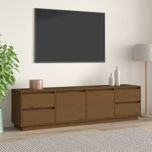 TV skříňka medově hnědá 176x37x47,5 cm masivní borové dřevo - obrázek 1