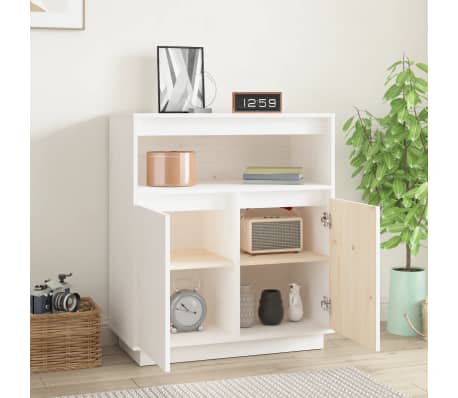 vidaXL Sideboard Wei&szlig; 70x34x80 cm Massivholz Kiefer