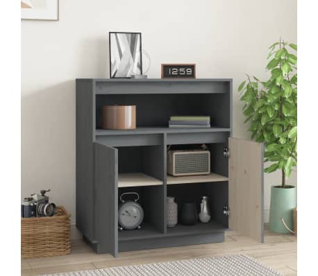 vidaXL Sideboard Grey 70x34x80 cm Solid Wood Pine