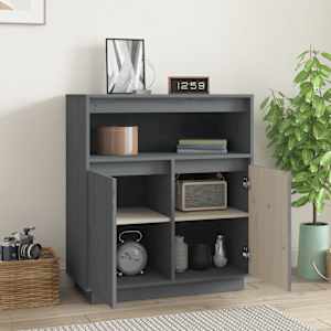 vidaXL Sideboard Grey 70x34x80 cm Solid Wood Pine
