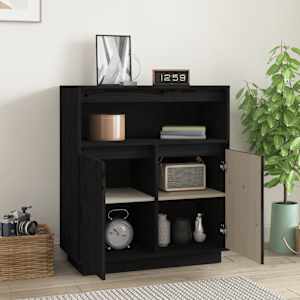 vidaXL Sideboard Black 70x34x80 cm Solid Wood Pine