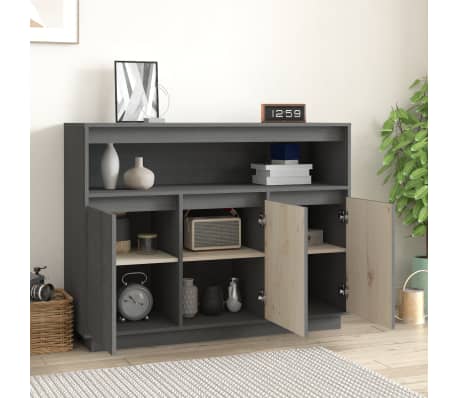 vidaXL &Scaron;oninė spintelė, pilka, 104,5x34x80cm, pu&scaron;ies medienos masyvas