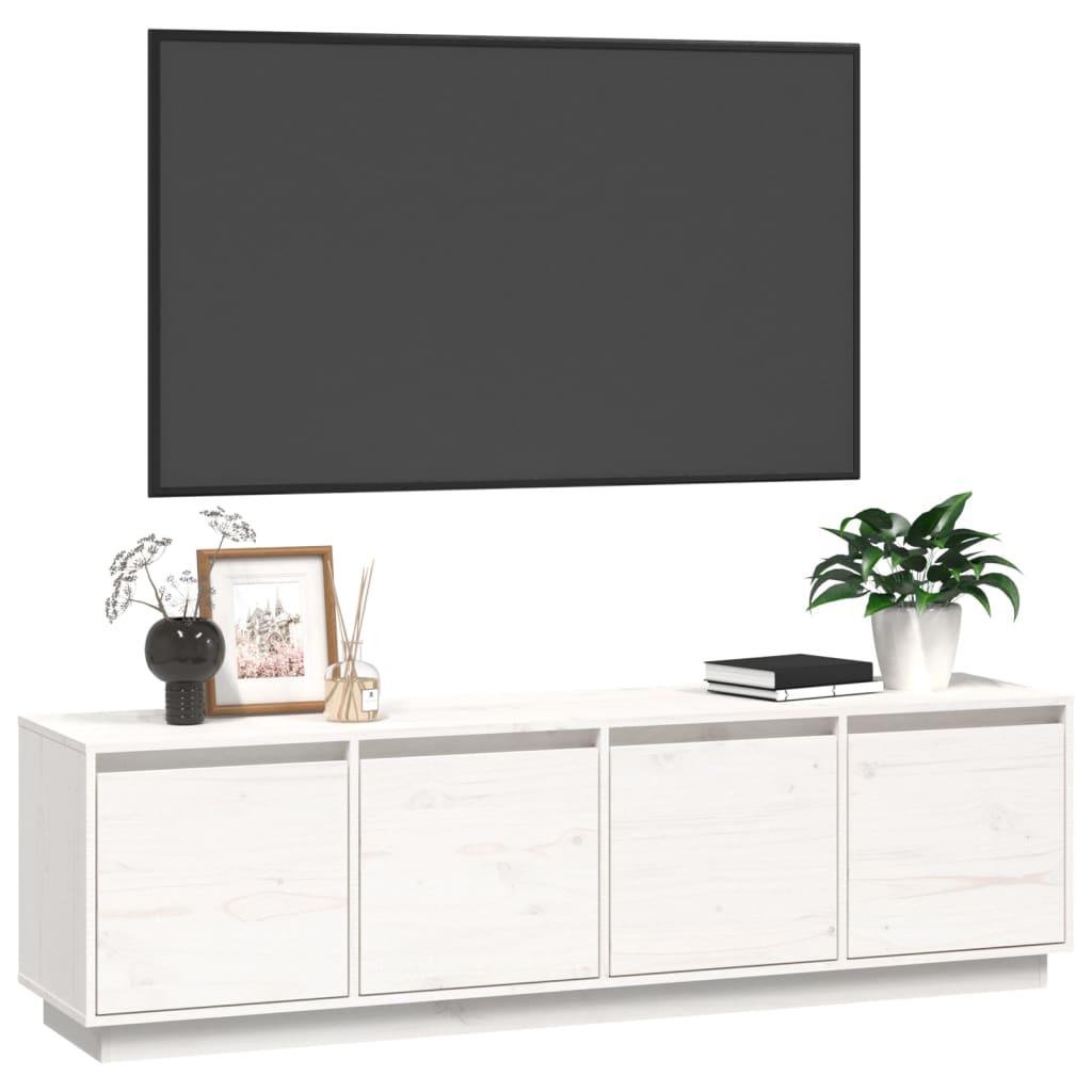 fehér tömör fenyőfa TV-szekrény 156 x 37 x 45 cm