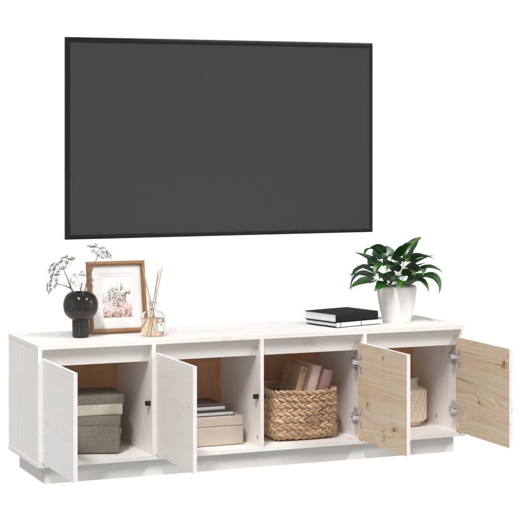 fehér tömör fenyőfa TV-szekrény 156 x 37 x 45 cm