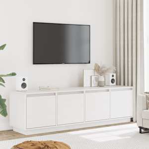 TV skříňka bílá 156 x 37 x 45 cm masivní borové dřevo - obrázek 1