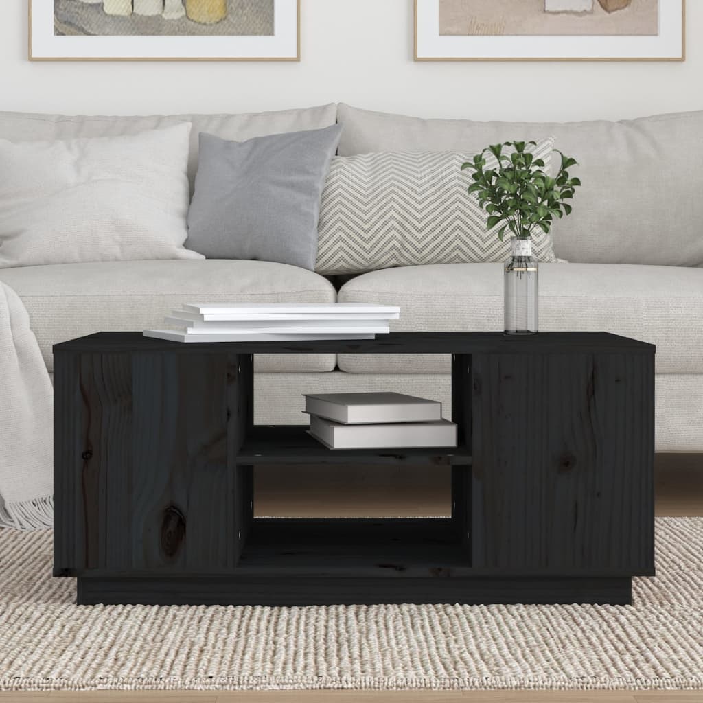 vidaXL Salontafel 90x49x40,5 cm massief grenenhout zwart afbeelding