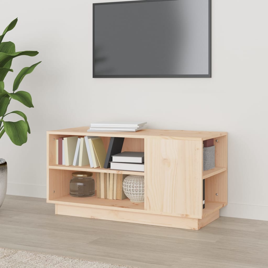 Mueble TV Negro 110x30x33.5 cm Madera maciza de pino