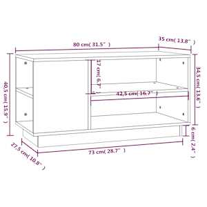 TV skříňka šedá 80 x 35 x 40,5 cm masivní borové dřevo - obrázek 9