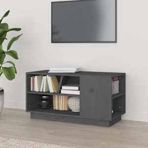 TV skříňka šedá 80 x 35 x 40,5 cm masivní borové dřevo - obrázek 1