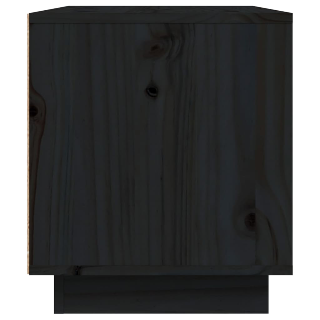 Fekete tömör fenyőfa TV-szekrény 80 x 35 x 40,5 cm 