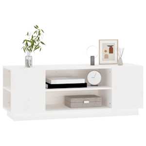 TV skříňka bílá 110 x 35 x 40,5 cm masivní borové dřevo - obrázek 4