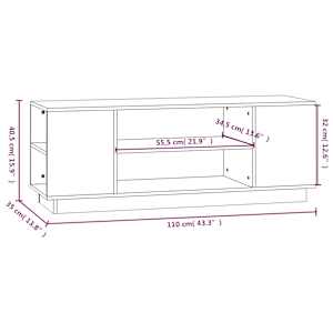TV skříňka bílá 110 x 35 x 40,5 cm masivní borové dřevo - obrázek 8