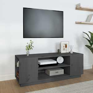 TV skříňka šedá 110x35x40,5 cm masivní borové dřevo - obrázek 1