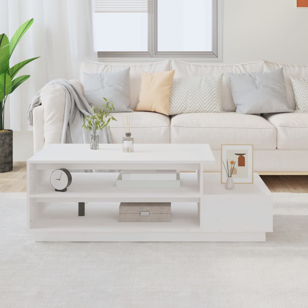 vidaXL sofabord 120x50x40,5 cm massivt fyrretræ hvid
