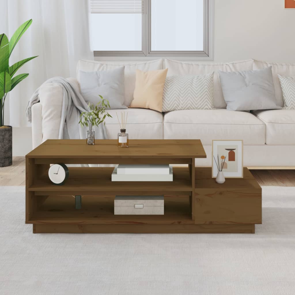 vidaXL Măsuță de cafea, maro miere, 120x50x40,5 cm, lemn masiv de pin 120x50x405 imagine noua