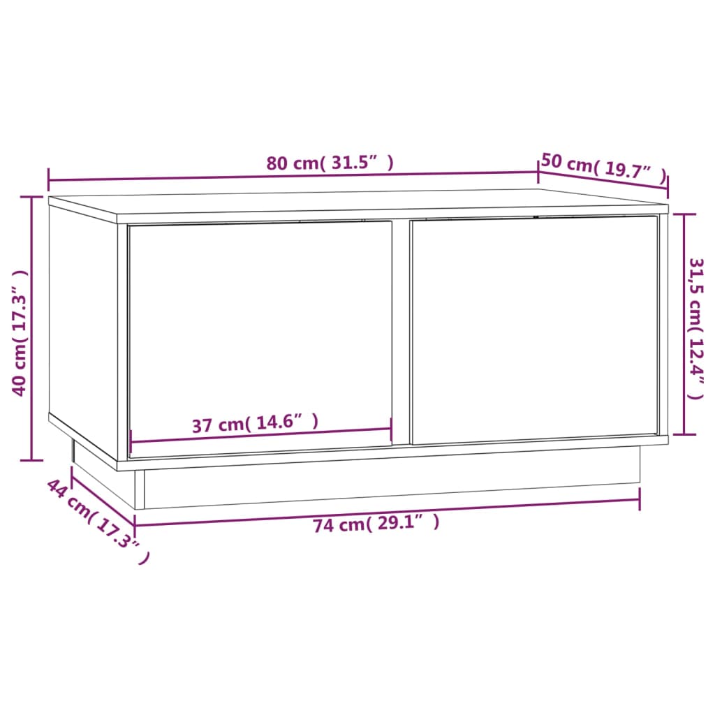 Stolić za kavu sivi 80x50x40 cm od masivne borovine