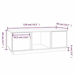 Konferenční stolek bílý 110x50x40 cm masivní borové dřevo - obrázek 9