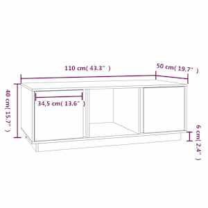 Konferenční stolek šedý 110x50x40 cm masivní borové dřevo - obrázek 9