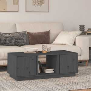 Klubska mizica siva 110x50x40 cm trdna borovina