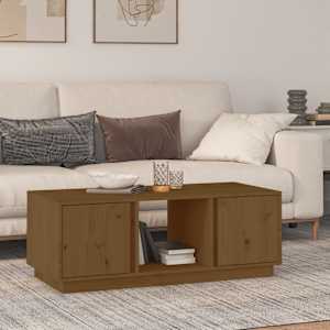 Klubska mizica medeno rjava 110x50x40 cm trdna borovina