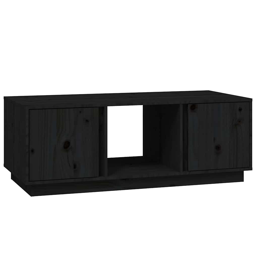 vidaXL fekete t&ouml;m&ouml;r fenyőfa doh&aacute;nyz&oacute;asztal 110x50x40 cm