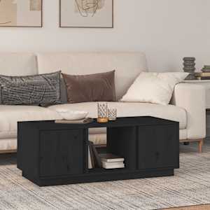 Klubska mizica črna 110×50×40 trdna borovina