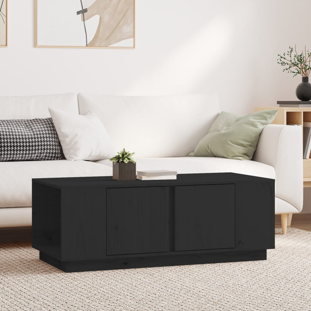 vidaXL Couchtisch Schwarz 110x50x40 cm Massivholz Kiefer