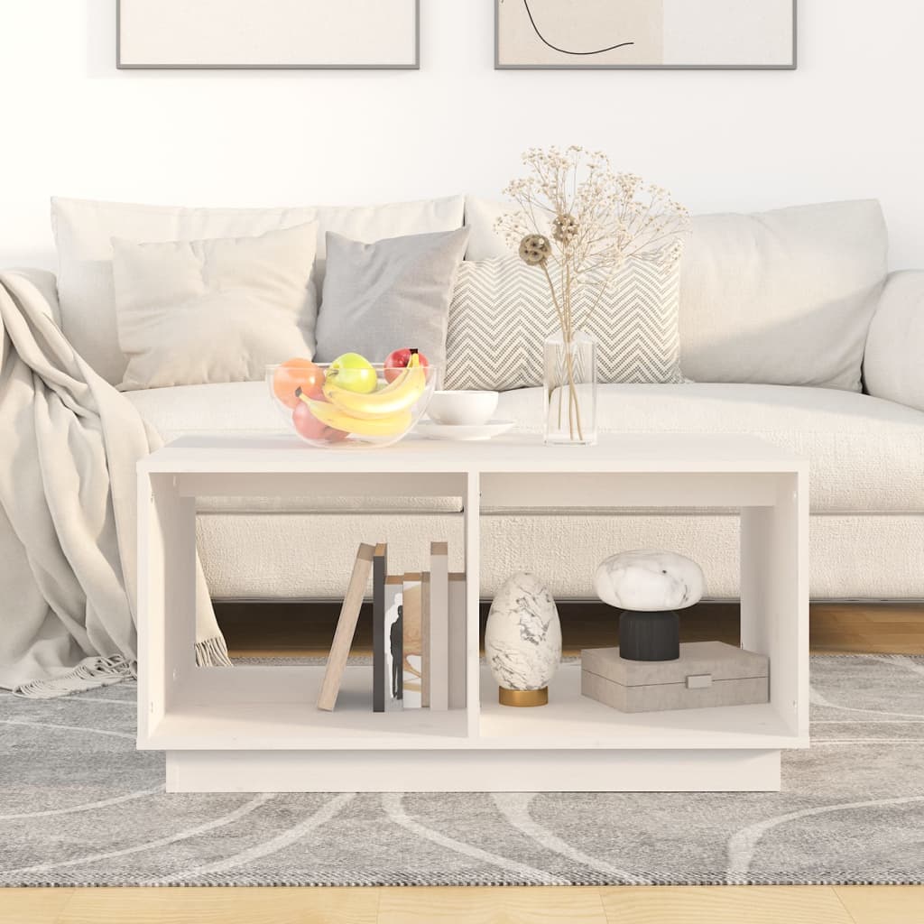 vidaXL Salontafel 80x50x40 cm massief grenenhout wit afbeelding