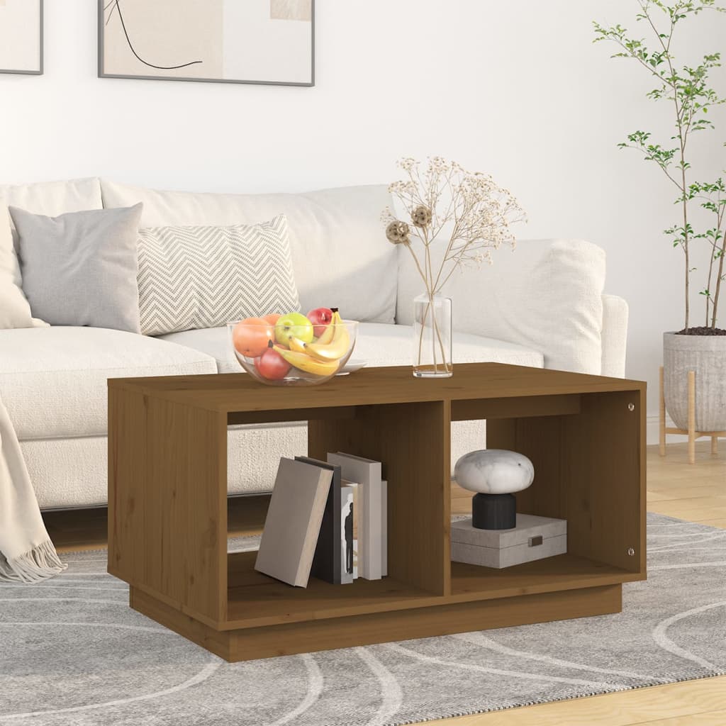 vidaXL sofabord 80x50x40 cm massivt fyrretræ gyldenbrun